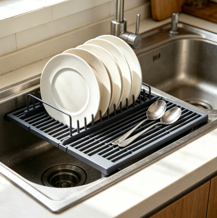 Foldable Grey Sink Drainer Tray
